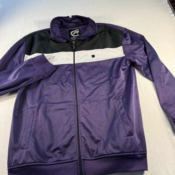 Ecko Unltd Mens XL Purple Track Jacket Athletic Zip Y2K Retro Hip Hop Streetwear - Picture 9 of 13